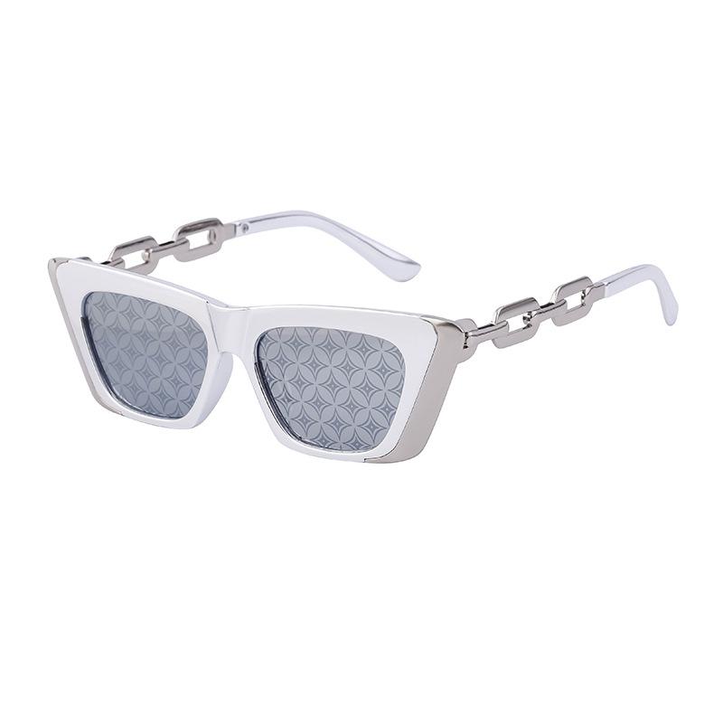 Cat'S Eye Sunglasses Women'S Trendy Personality Metal Chain Small Frame Sunglasses Women'S Glasses