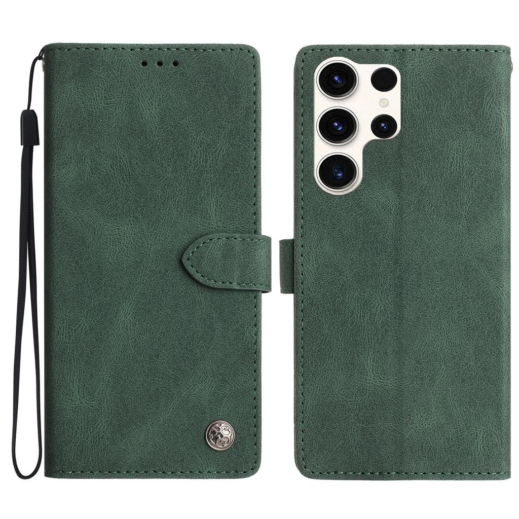 For Samsung Galaxy S24 Ultra Leather Case Solid Color Phone Wallet Cover