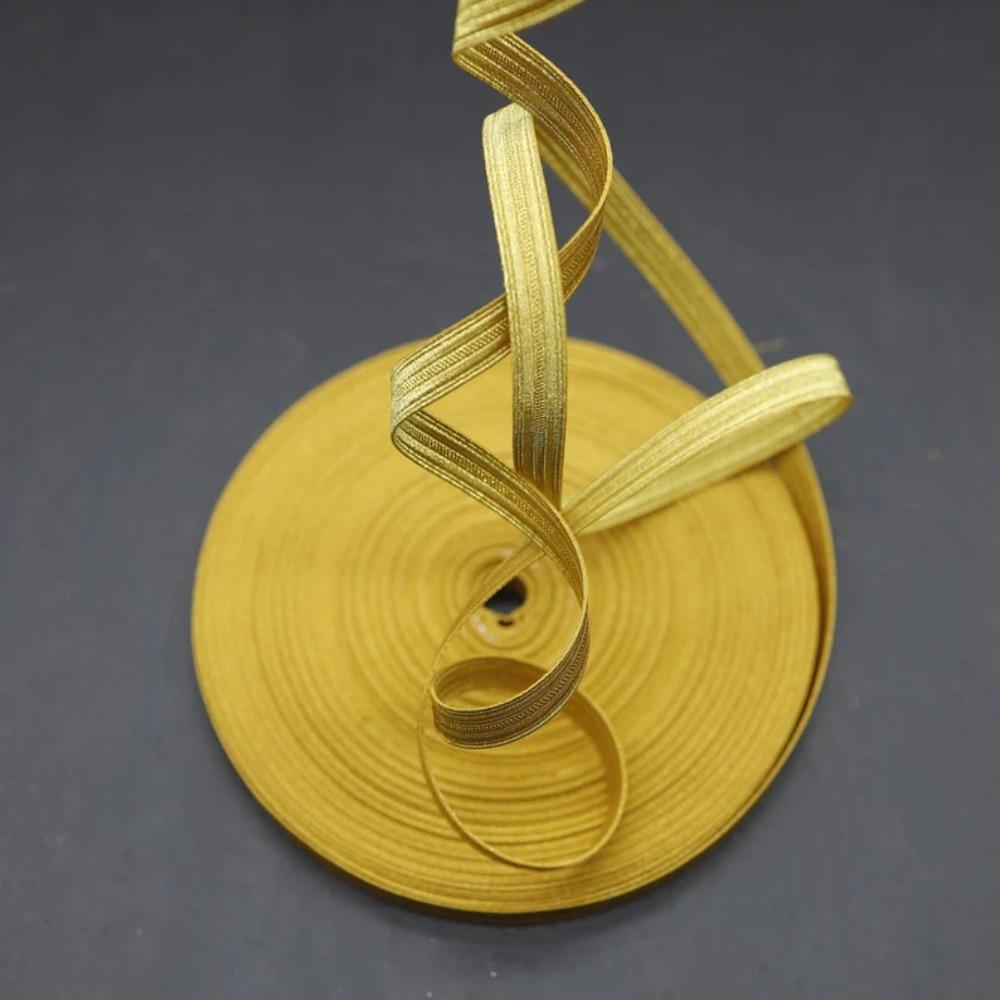 Wire Edge Stitched Edge Ribbon Golden Gold Braid Webbing Grosgrain Ribbon  Uniform Trim