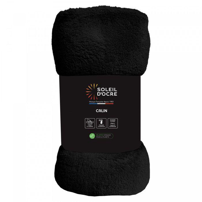 Flannel Blanket 220x240 Cm CALIN Black, by Soleil d'Ocre