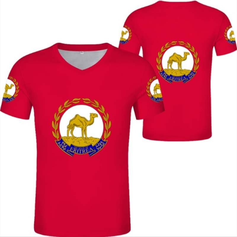 Eritrea-Flagge-Druck-T-Shirt für Männer, kostenloser individueller Name und Nummer, Jersey-T-Shirts, modische Sport-Kurzarm-Tops, übergroßes Sweatshirt