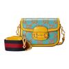 Gucci 1955 Series Vintage Gold Buckle Logo Saddle Bag Leather Crossbody Shoulder Bag Mini Unisex bags Light-Blue Orange 658574-UGMCG-4283