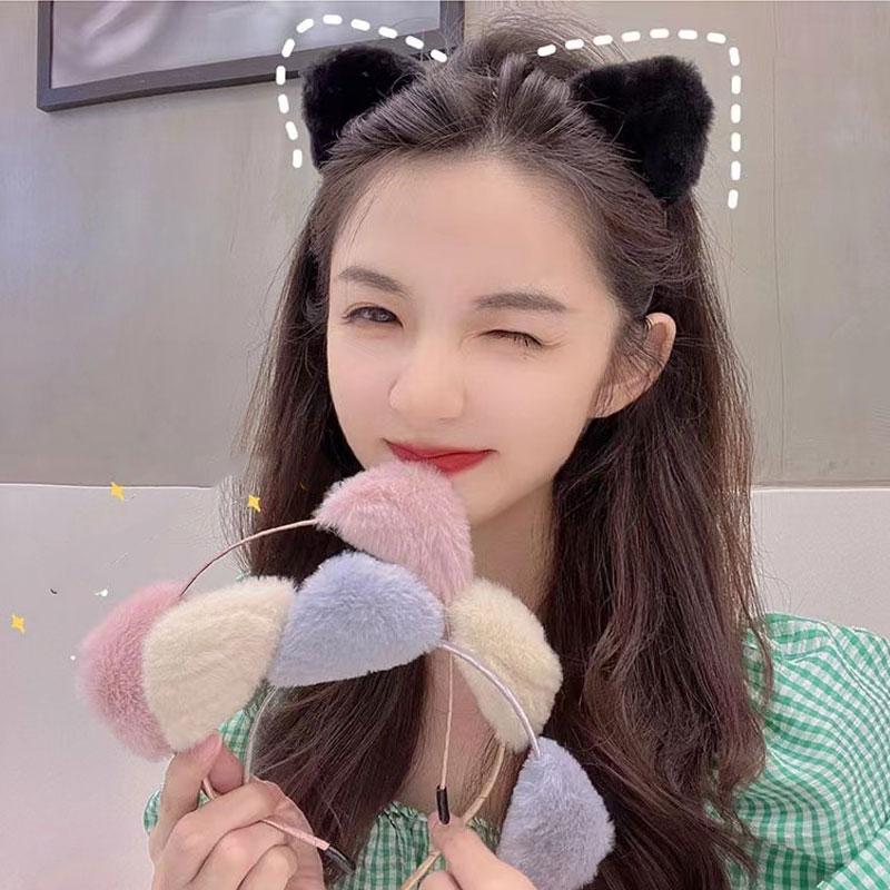 1Pc Plush Daily Use Cat Ear Decoration Cartoon Headband Cute Hair Accessory