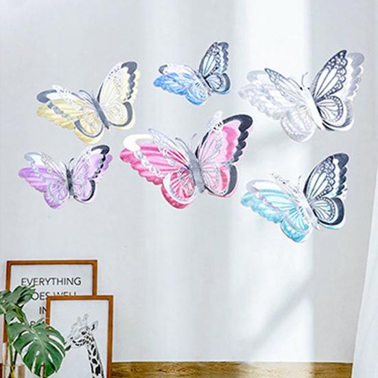 12Pcs 3D Butterfly Wall Sticker Waterproof Scratch-Resistant Wall Decals Self-Adhesive DIY Wall Decors for Living Room Bedroom Bathroom Kitchen