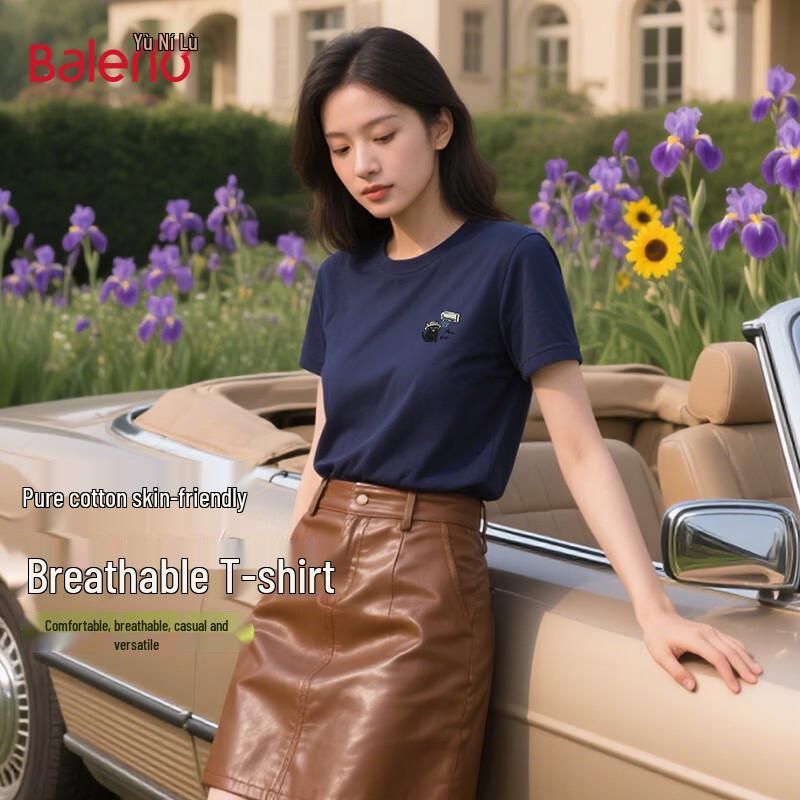 Baleno Women s 2026 Summer Pure Cotton Loose Fit Short Sleeve T-Shirt M