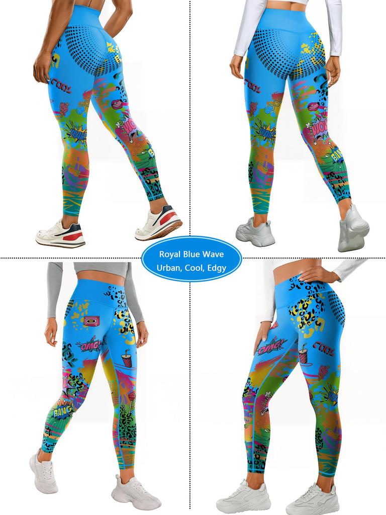 High-Waisted Women's Yoga Pants - Tummy Control, Printed Sportswear for Outdoor Fitness