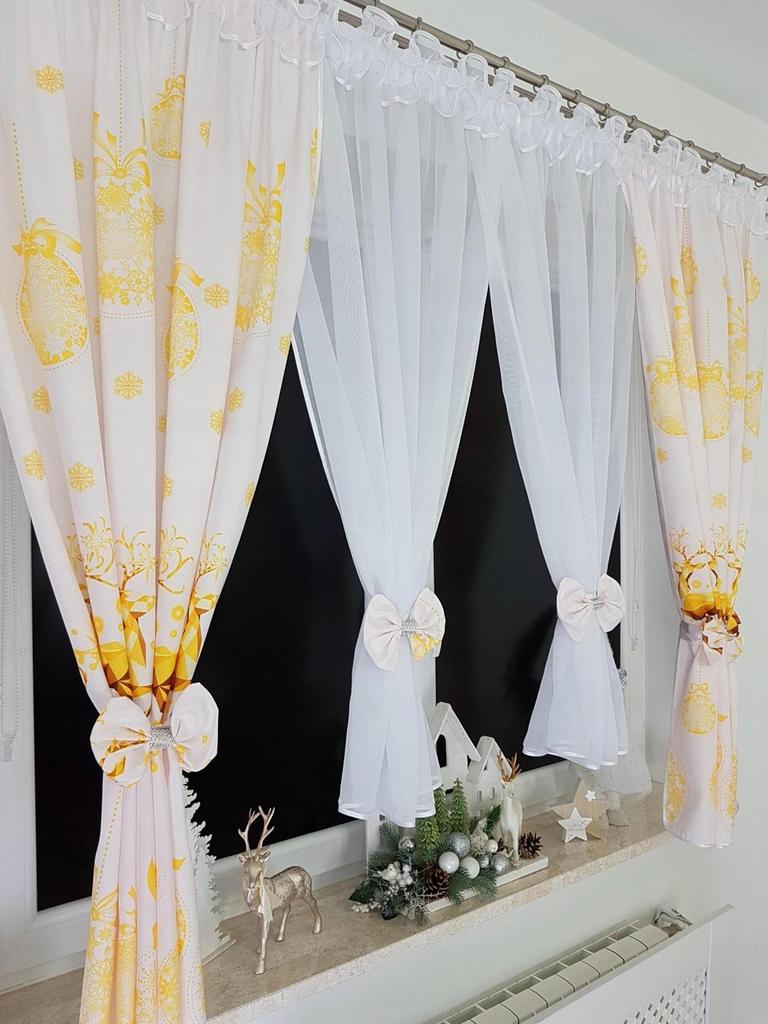 Christmas curtain set with drapes 400x155 cm