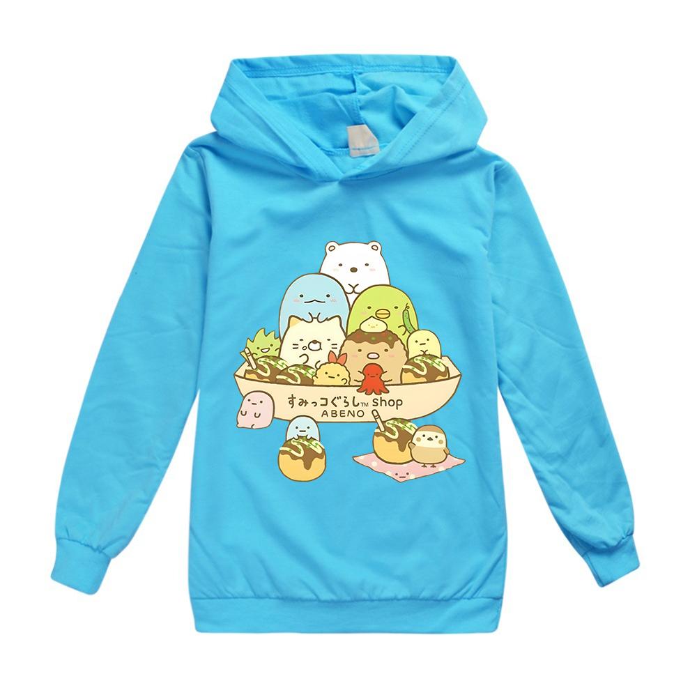 Anime Sumikko Print Hoodies Kids Kawaii Streetwears Children Comic Manga Sumikkogurashi Tops Cotton Boys Girls Clothing