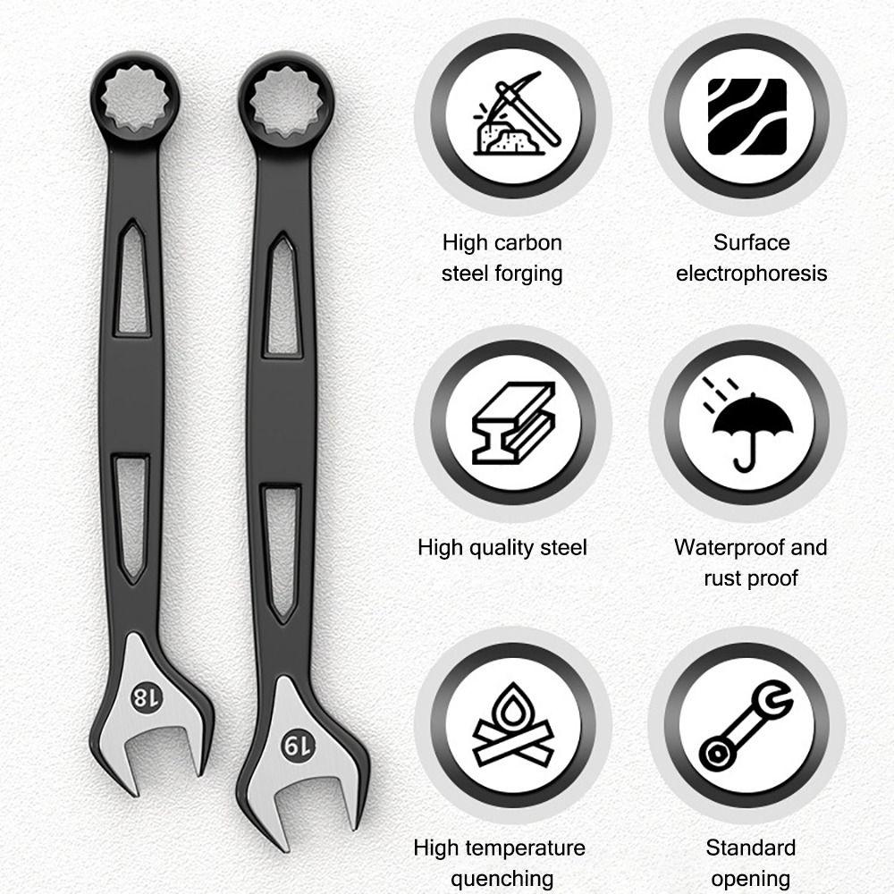 Durability High Carbon Steel Dual-use Spanner Hollow Out Extended Plum Blossom Wrench Thick Hand Tool For 6-15mm Screws