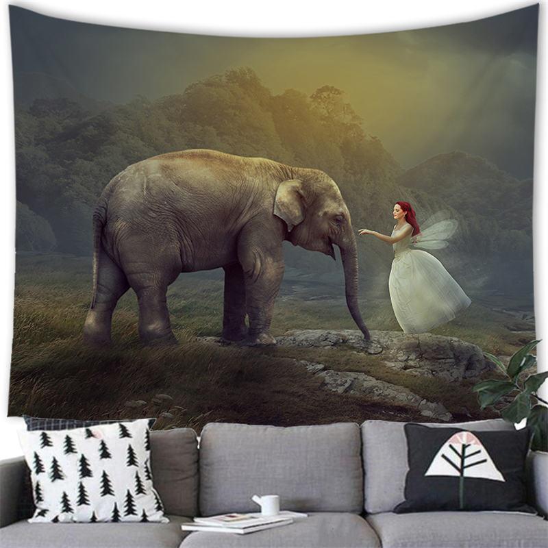 Elephant Tapestry Wall Hanging Wild Animal Creative Elephant Decorative Tapestry Wall Hanging Elephant Home Dormitory Decoration