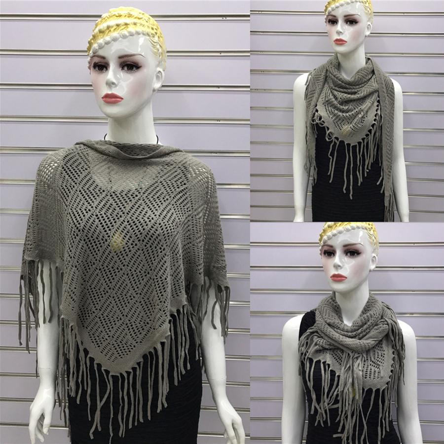 Autumn New Solid Color Triangle Fringe Wool Scarf Knitted Shawl Triangular Scarf Wrap
