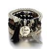 European American Fashion Bohemian Layered Beaded Bracelets Elastic Ethnic Bracelets for Women Female Bangle Bracelet