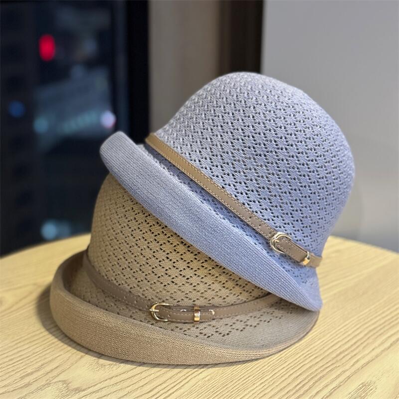 New bucket hat summer vacation travel bucket hat casual versatile photo good-looking hat linen weaving tide