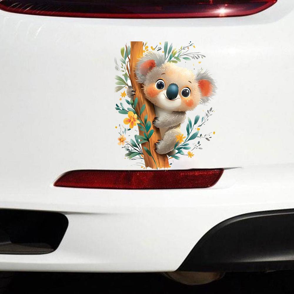 QT2166#15cm Adorable Koala Tree Climbing Car Sticker, Suitable for Laptop, Car, Truck, Van, SUV, Motorcycle, Bumper, Window