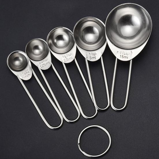 5 Stück/Set Messlöffel Rostfrei Massiver Edelstahl Rostfreie Messlöffel für die Küche