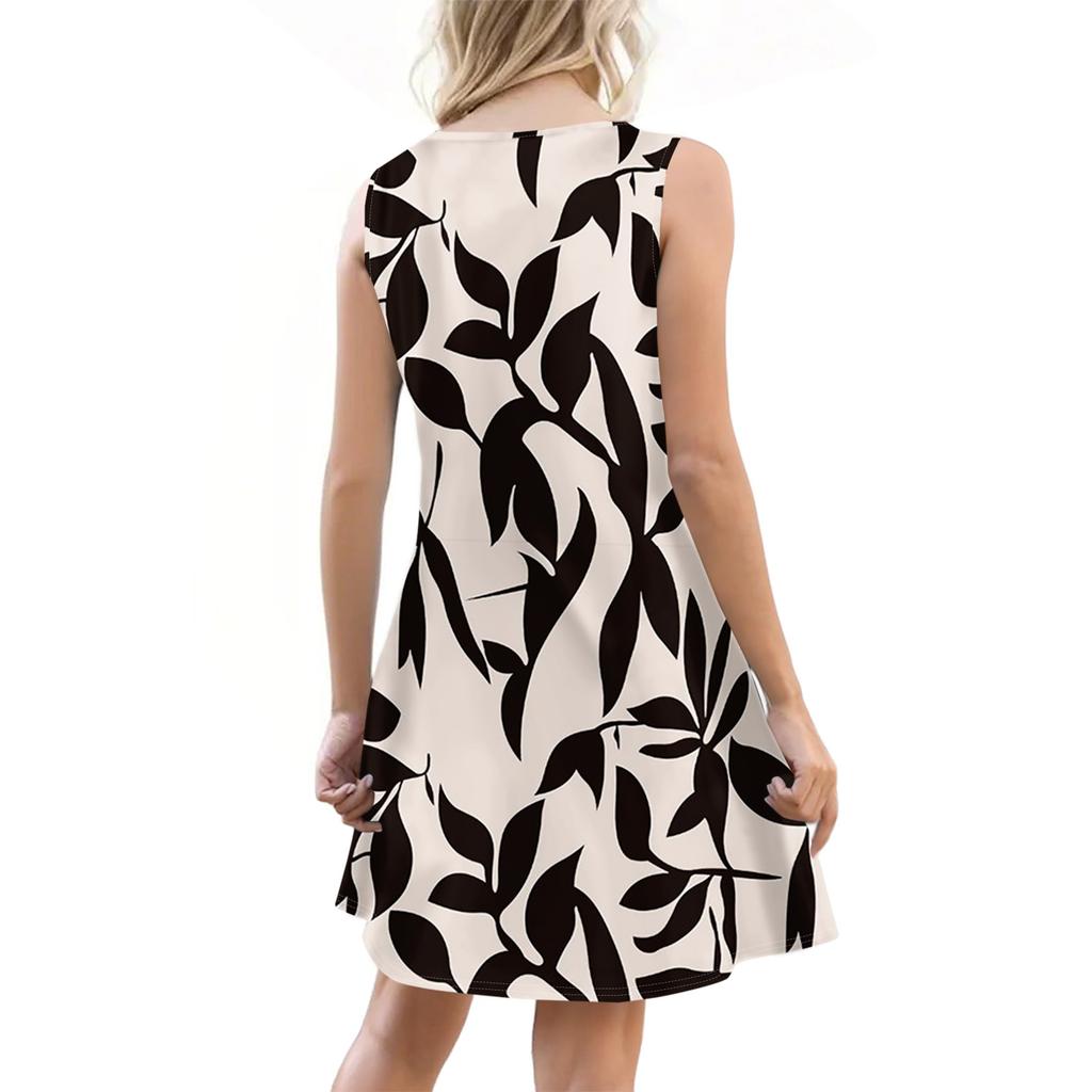 Dámské letní šaty s kapsou a bez rukávů s květinovým potiskem