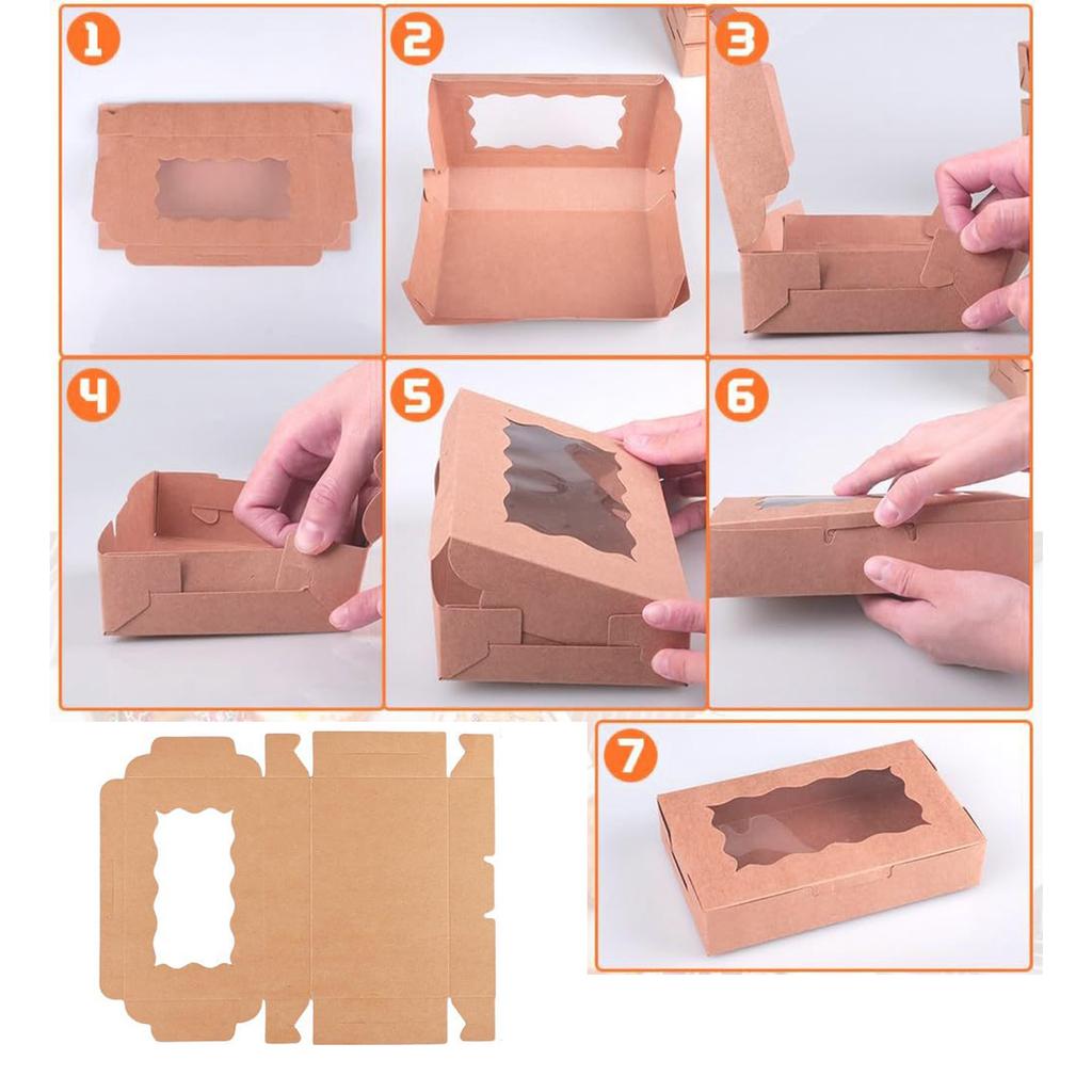 20 Pieces Brown Paper Cupcake Boxes with Clear Window for Desserts Candy and Gifts Ideal for Parties and Event