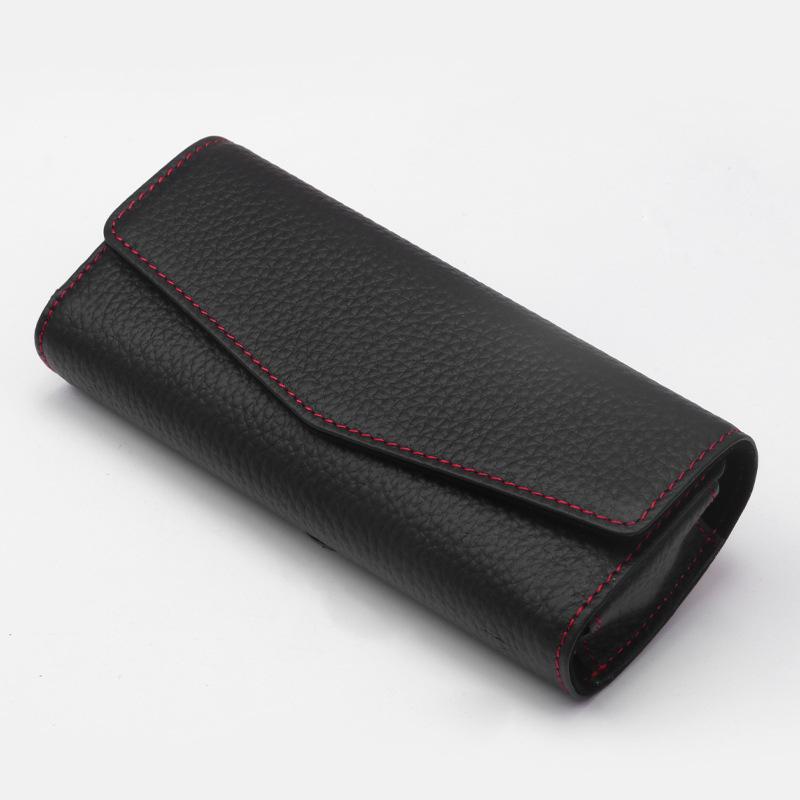 E88 Cowhide Car Glasses Case Universal Sunglasses Reading Glasses Storage Portable Pressure Resistant PU чёрный
