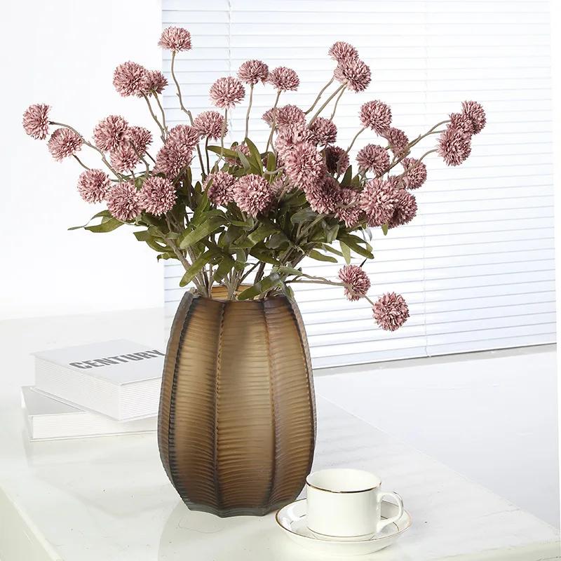 Artificial Flower Dandelion Small Thorn Ball Wedding Home Decoration Single 5 Ping Pong Chrysanthemum Artificial Flower