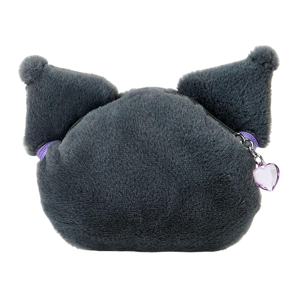 Sanrio Neck Coin Kuromi and PVC Ages 3 and 639702 Face-Shaped Case, Cotton, Polyester, Wallet, Up,