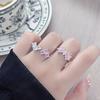 Pink Rhombus Zir*****Pen Ring, Women'S Personality Light Luxury Niche High Sense Exquisite Design Index Finger Ring