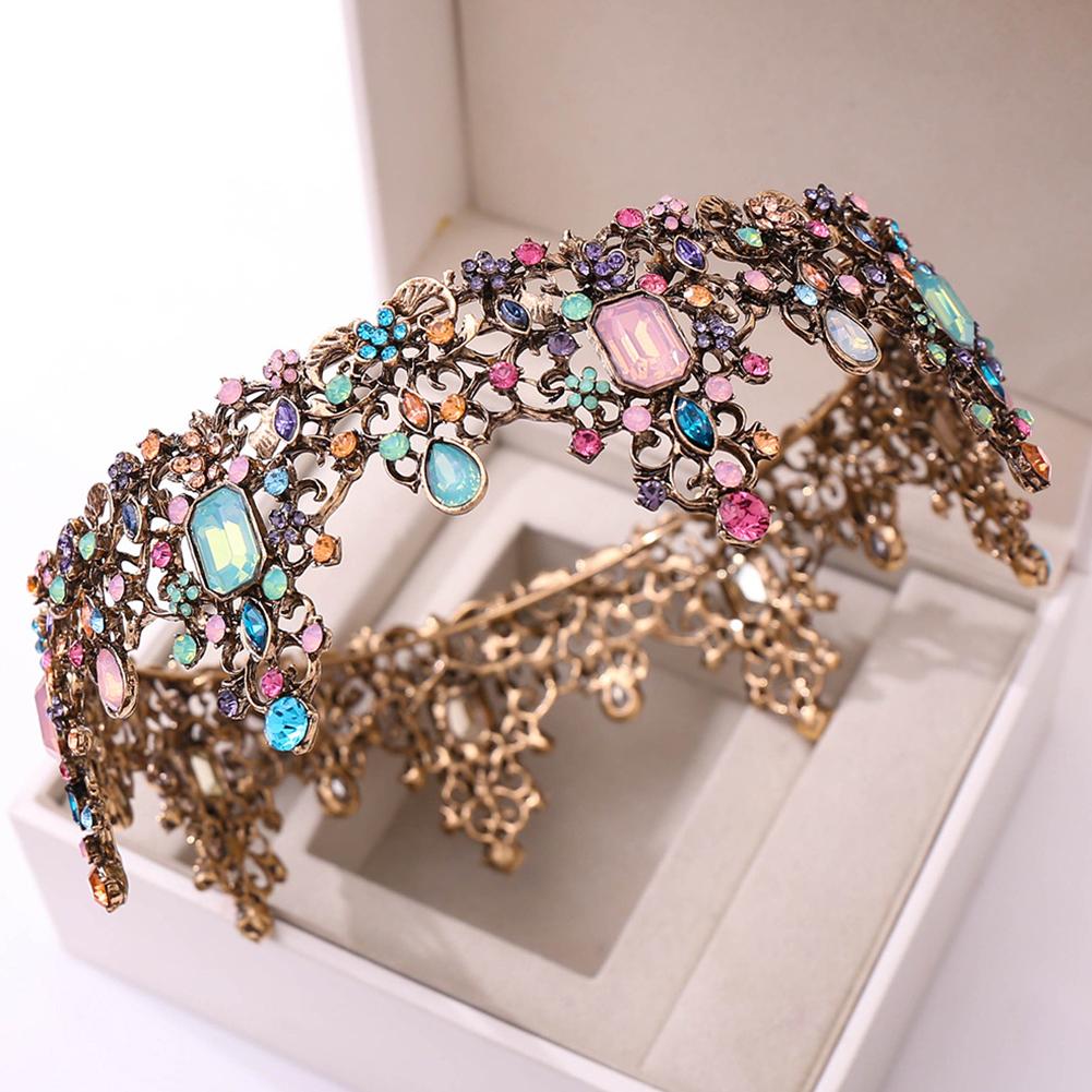 Vintage Baroque Princess Crown For Girls Luxury Round Queen Crown Hair Accessories For Wedding Birthday Cosplay Party