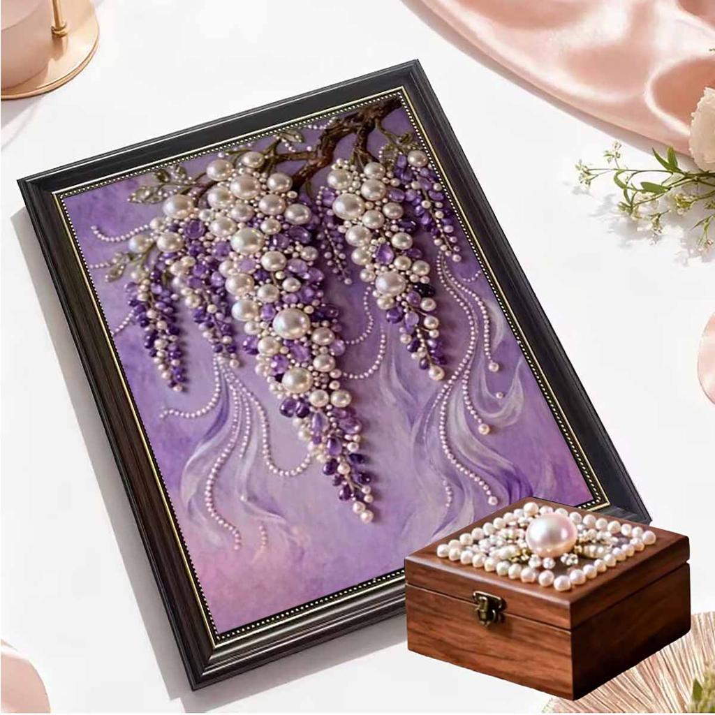 DIY Malování s perličkami levandule pro výzdobu domácí stěny Obrazy s perličkami a drahokamy Umělecká řemesla pro dospělé/začátečníky Nápad na dárek Domácí dekorace Bez rámu