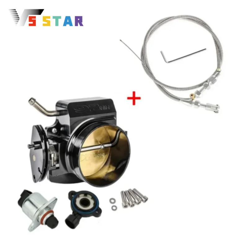 92MM LS Throttle Body with Position Sensors TPS IAC & Throttle Gas Cable Kits For 1997-2004 Chevrolet Chevy LS1 Engines 5.7L