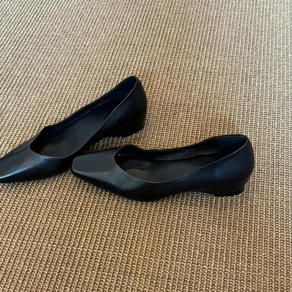 Sheepskin Version~ Retro Literary and Artistic Style Inner Height Increase Leather Shallow Mouth Single Shoes Women's Simple Square Head Versatil