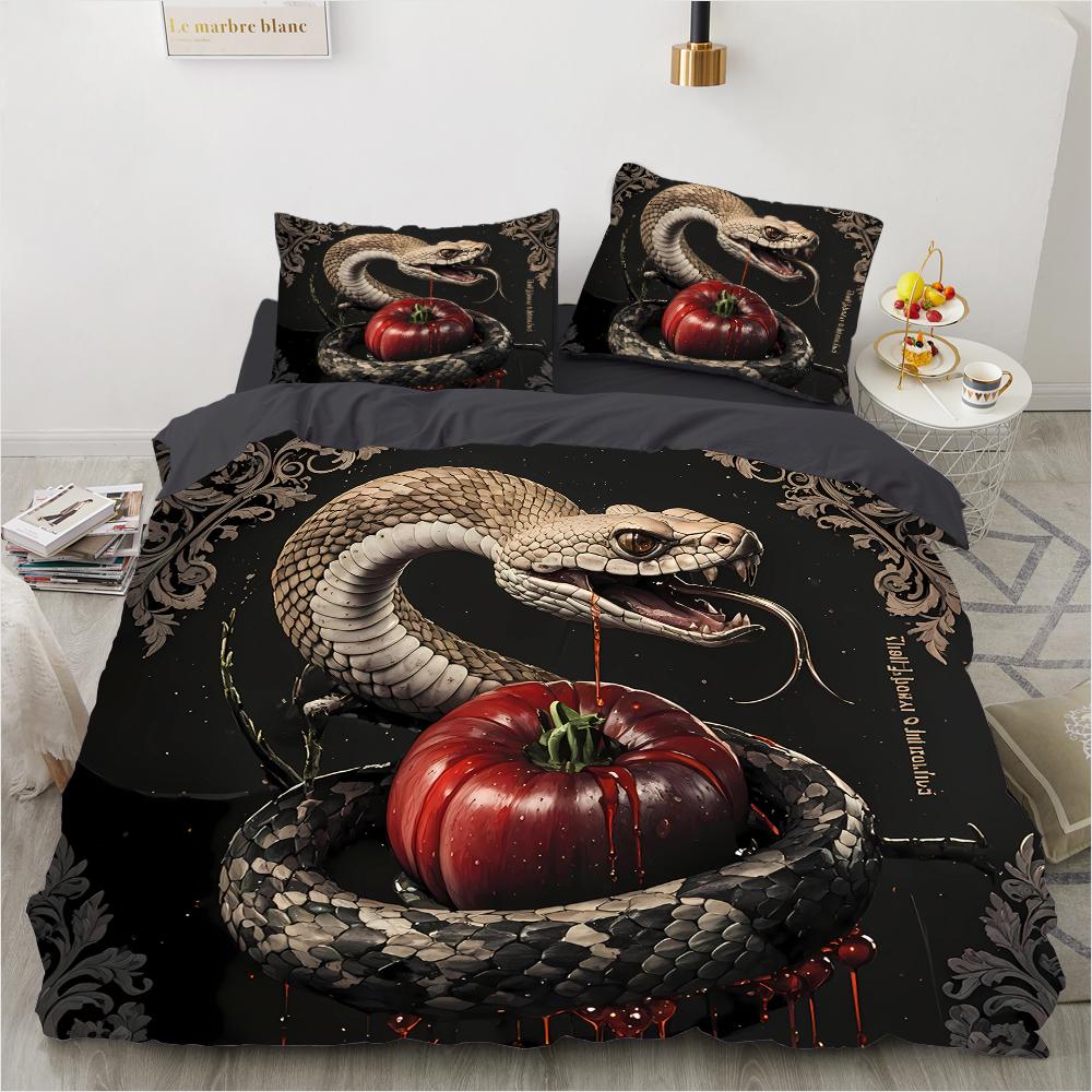 Home Fire Snake Pattern 3D Print (Set of Three) Single Double Queen Quilt Cover Pillowcase Bedding Set