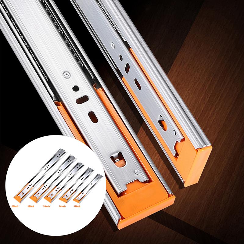 Metall Schubladenschienen Dreiteilige Schubladenführungen Leise Puffer Belastbare Führungsschiene Möbelwerkzeug