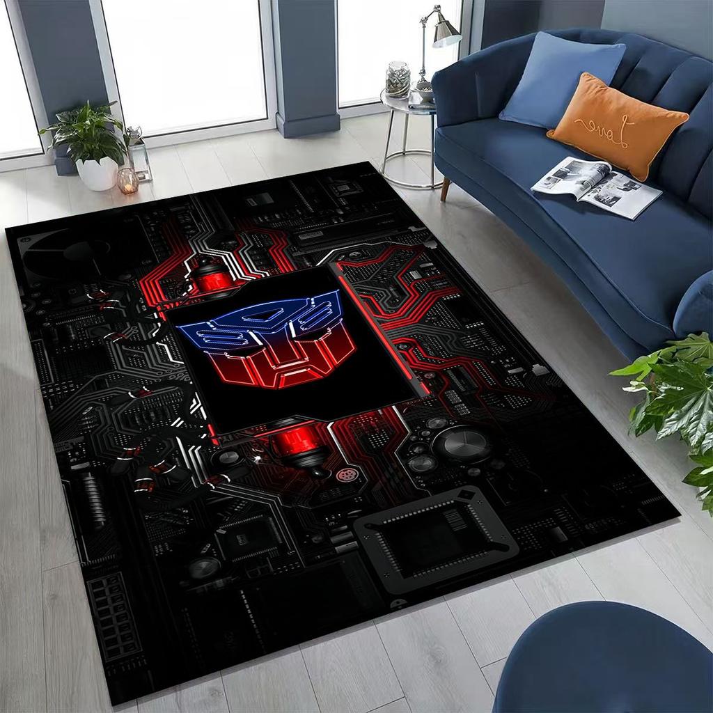 Cartoon T-Transformers Autobots Optimus Prime Rug for Bedroom Living Room Sofa Home Doormat Decor, Large Kids Non-slip Floor Mat