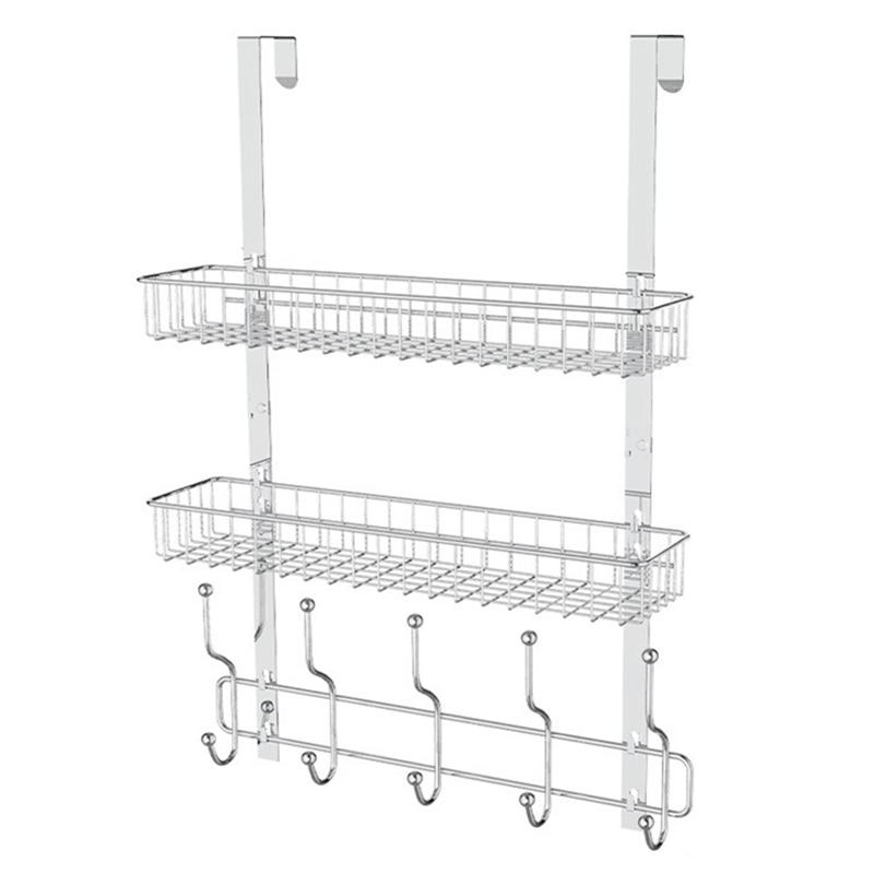 

001-ZJGG-002 Over The Door Hanging Basket with 5 Hooks for Bathroom Living Room A