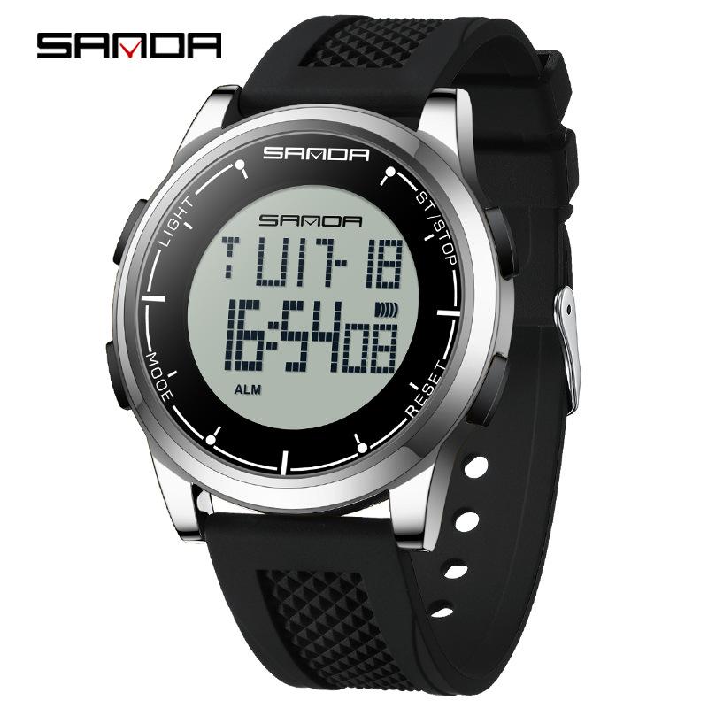 Sanda Luminous Men's Multifunctional Waterproof Digital Watch with Stopwatch and Alarm Clock  