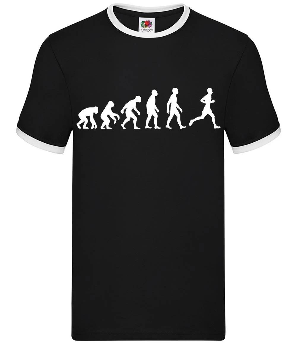 Evolution of Man Runner - Mens Ringer - Running Marathon Half 10K 5K S