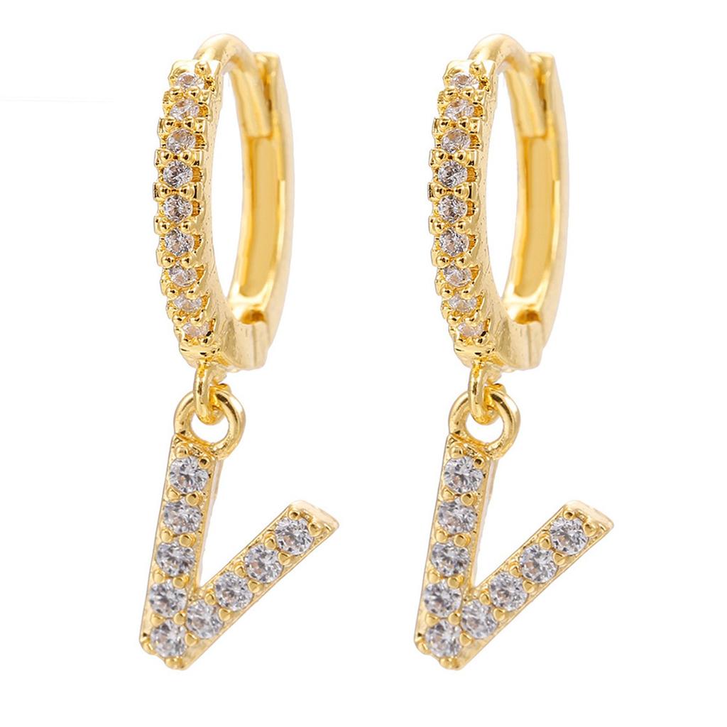 A Pair Of Zircon Earrings With Letters