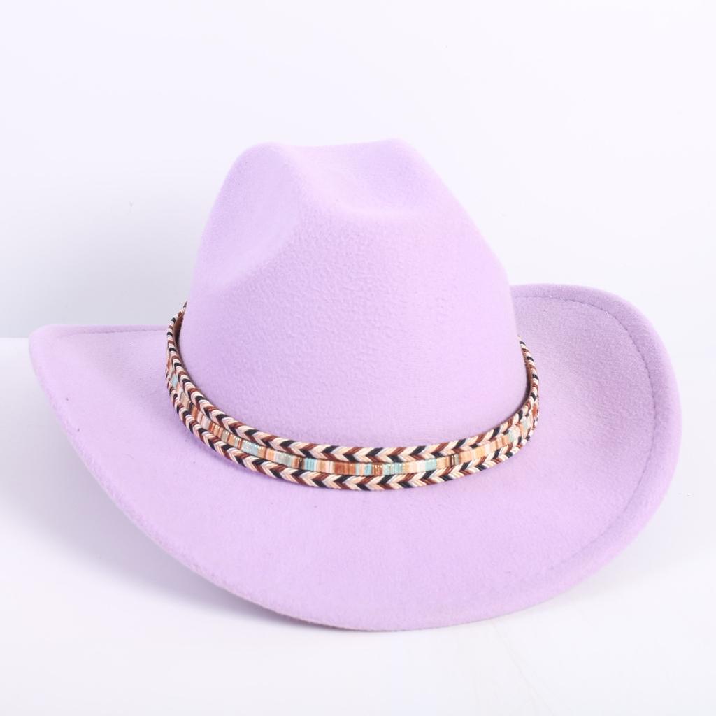 Popular European and American Fashion OL Style One-word Cowboy Hat Men's and Women's High-end Top Hat Jazz Hat Felt Hat