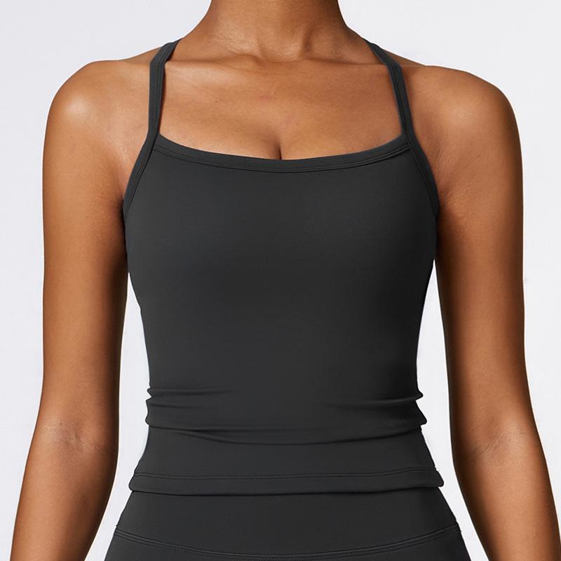 

Women s Quick-Dry Yoga Tank Top with Crossed Thin Straps Large