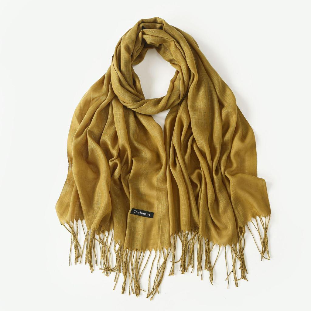 Trendy Niche Silk Scarf: Bamboo Yarn Tassel Shawl for Women