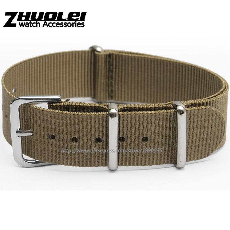 New Arrived Nylon Watchband 18mm 20mm 22mm 24mm Waterproof Straps Sport Army Green Khaki Blue Wrist Band Bracelet Accessories