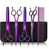 Set di forbici professionali per toelettatura animali domestici da 7 pollici in acciaio inossidabile per cani, incluse forbici dritte, curve, a lisca di pesce e tagliacapelli per orecchie
