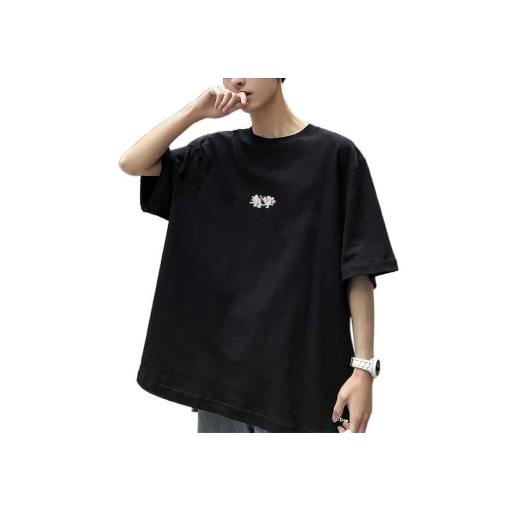 Li Ning SS22 Sakura Collection Solid Color Round Neck Casual Short Sleeve T-Shirt Unisex Tops Black AHSS917-3
