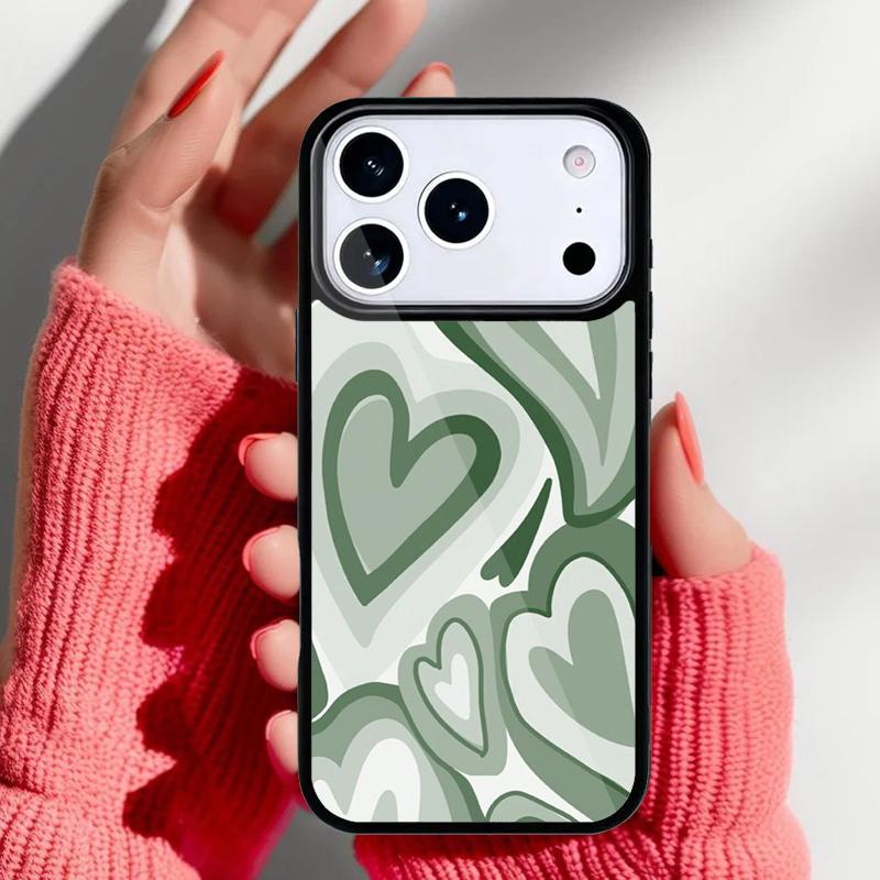 Sage Green Coffee Love Heart Latte Phone Case for iPhone 17 Air 16e 15 14 13 Pro Max Back Cover for 12 11 Pro Coque