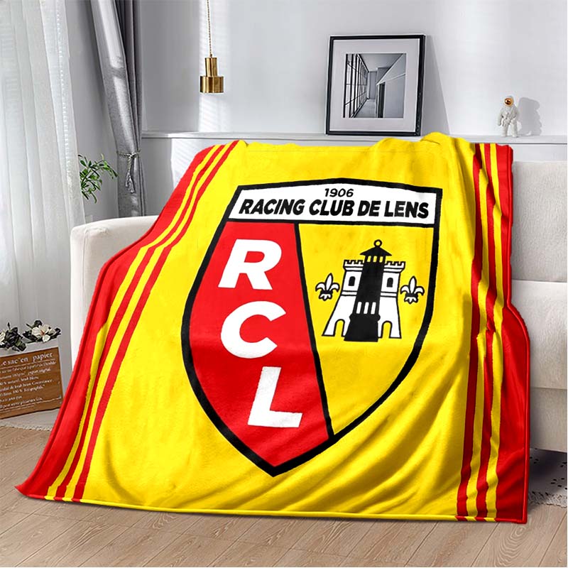 RC Lens Mining City Themed Flannel Blanket, Vintage Miner Helmet & Mine Shaft Print, Soft Warm Fleece Throw for Ligue 1 Football Fans Sofa Bed Decor
