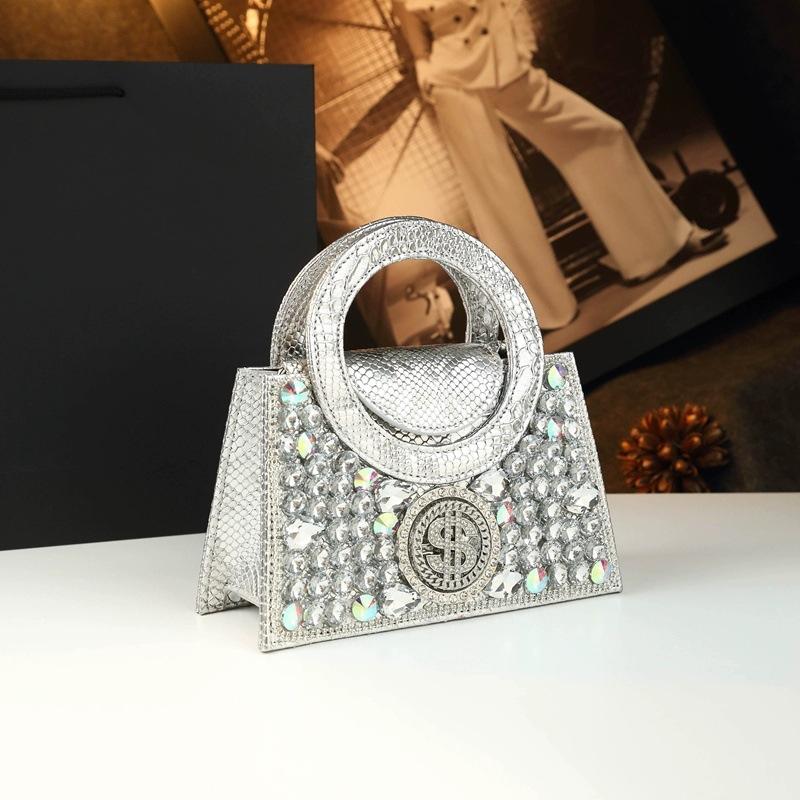 Nuova Borsa da Banchetto Full Diamond, Borsa da Sera Premium con Diamanti d'Acqua, Borsa a Mano a Tracolla con Diamanti, Borsa da Matrimonio Lucida