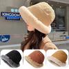 Autumn Winter Thickened Plush Warm Fisherman Hat for Women, Cold-Proof, Windproof, Ear Protection Bucket Hat, Northern Winter Rolled Edge Mongolian