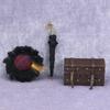 1:12 Dollhouse Retro Brown Leather-Look Wooden Luggage Accessory