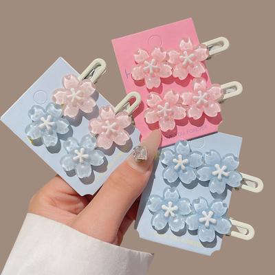 6PCS Pink Creamy Flower Bb Hairpin Side Hair Clip Girl Headwear Sweet Hairpins Ornament Gift Anime Card Sakura Cute Hair Clip