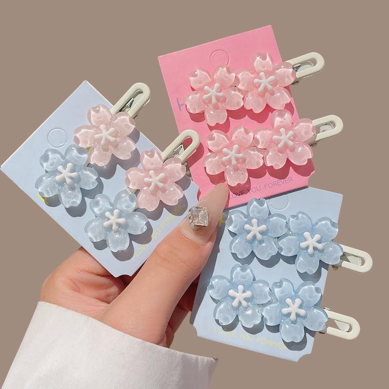 

6PCS Pink Creamy Flower Bb Hairpin Side Hair Clip Girl Headwear Sweet Hairpins Ornament Gift Anime Card Sakura Cute Hair Clip