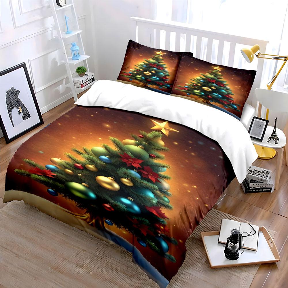 Golden Festive Tree Bedding Sets Duvet Cover Sets Duvet Covers Pillowcases(1*Duvet Cover 2*Pillowcases Without Duvet Insert)